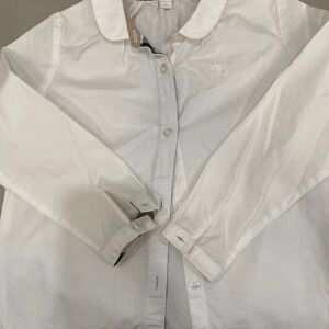 Burberry White and Tan Button-Up Shirt